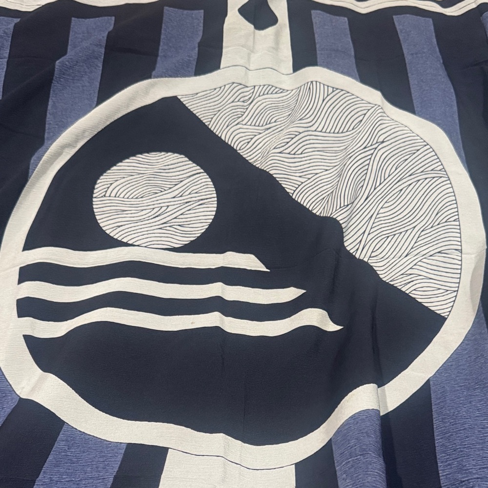 Navy and White Patterned Scarf